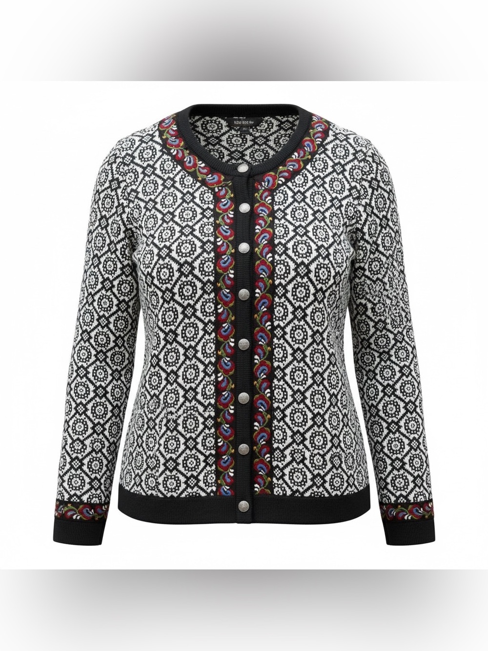 Dale of Norway Stina Wool Sweater Jacket Cardigan Button Up Floral Size S